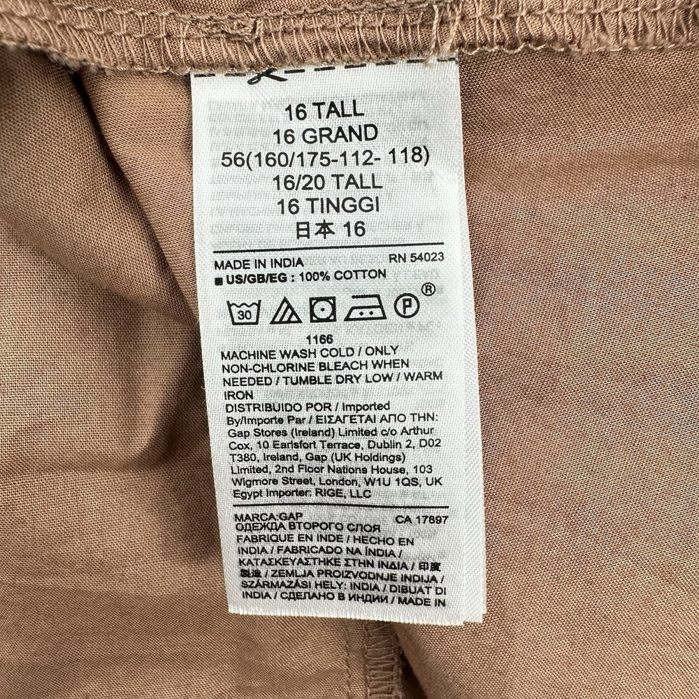 NWT GAP‎ Clay Brown Wrap Cami Midi Dress Sz 16 Tall Pleated Pocket Cotton Resort - Picture 10 of 12